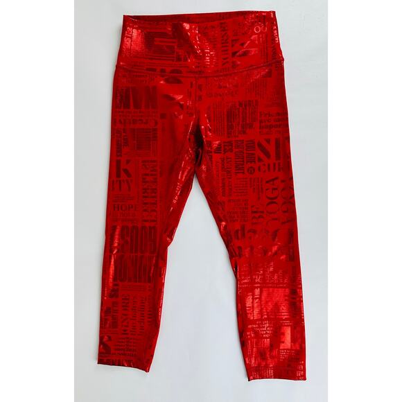 Lululemon Size 8 Wunder Under Crop High-Rise Red Manifesto Luxtreme Tights 20 YR - Picture 2 of 9